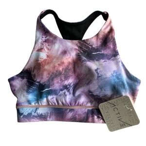 Yelete Active Sports Bra Tie Dye Galaxy High Neck Active Athleisure Gym Sz Small